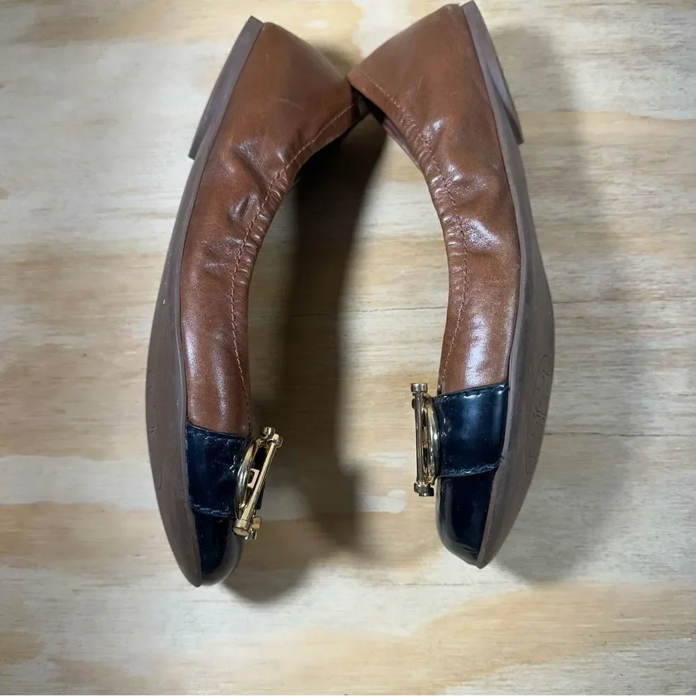 Tory Burch Sienna Brown and Black Ballet Flats Women’s Size 7
